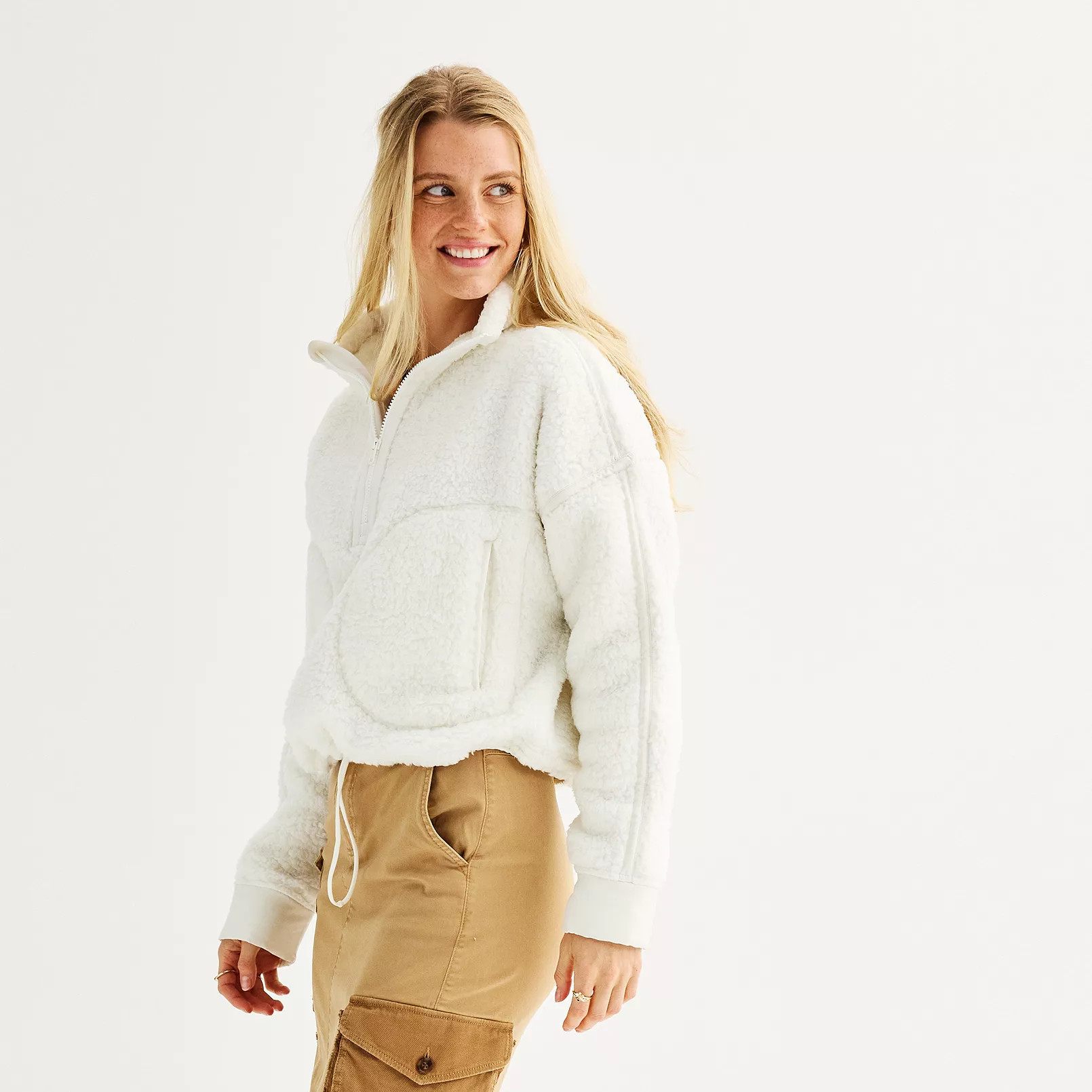 Juniors' SO® Toggle High Pile Quarter-Zip Pullover | Kohl's