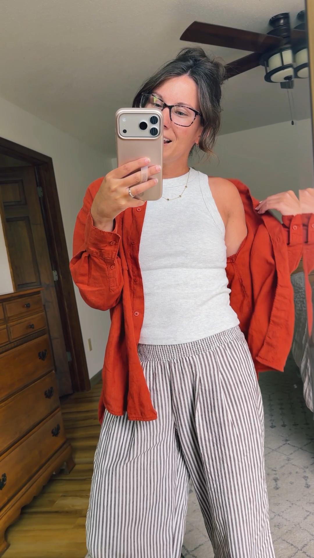 small in my bra, small in my tank, small petite in my linen shirt (sleeves are sort of short-regular small would be better!) small in my pants and 36 in my Birkenstock sandals 🧡

#LTKSeasonal #LTKPetite #LTKootd