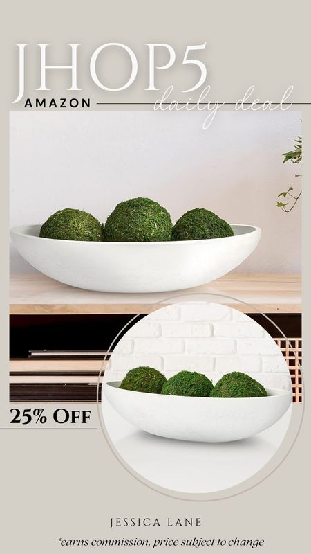 Amazon daily deal, save 25% on this gorgeous white bowl with moss balls. Decorative bowl, spring decor, spring home decor, decorative moss balls, white bowl, decorative bowl, shelf styling, Amazon home decor, Amazon deal

#LTKsalealert #LTKstyletip #LTKhome