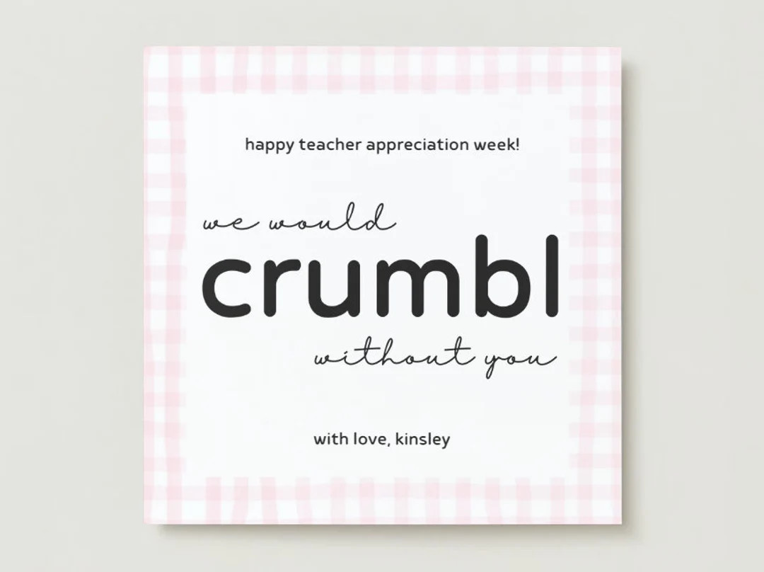 School Teacher Appreciation Crumbl Cookie Gift Tag Card Editable Personalizable Canva Template - ... | Etsy (US)