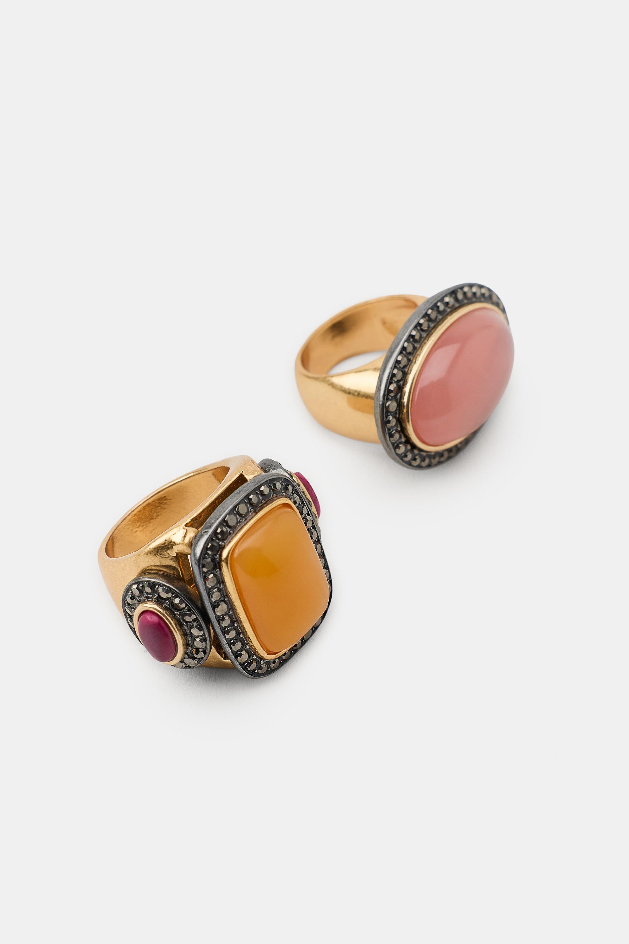 2-PACK OF SHINY STONE RINGS | Zara US
