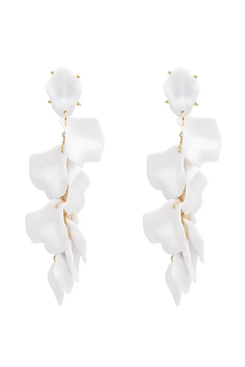'Antonia' White Pearl Petal Drop Earrings | Goodnight Macaroon