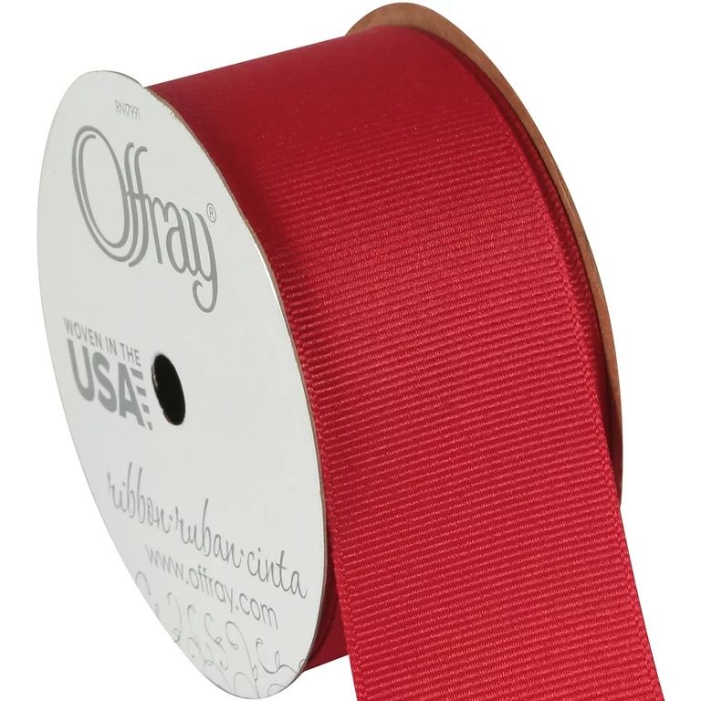Offray Ribbon, Red 1 1/2 inch Grosgrain Polyester Ribbon, 12 feet | Walmart (US)