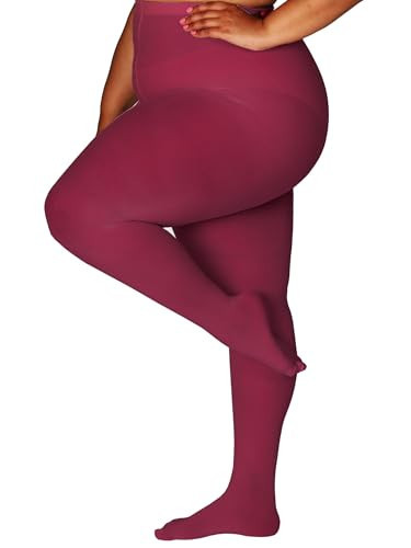 HONENNA Queen Plus Size Tights, 20+ Colors Women's Curves Semi Opaque Stockings Nylons Pantyhose 1X 2X 3X 4X 5X 6X, 1-6 Pairs (1 Pair-Burgundy 5X-6X) | Amazon (US)