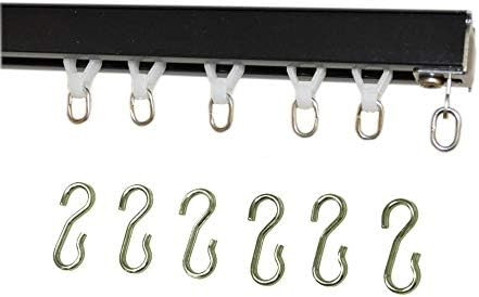 Ceiling Curtain Track Set with Wheeled Carriers and Hooks (5'-Black) | Amazon (US)