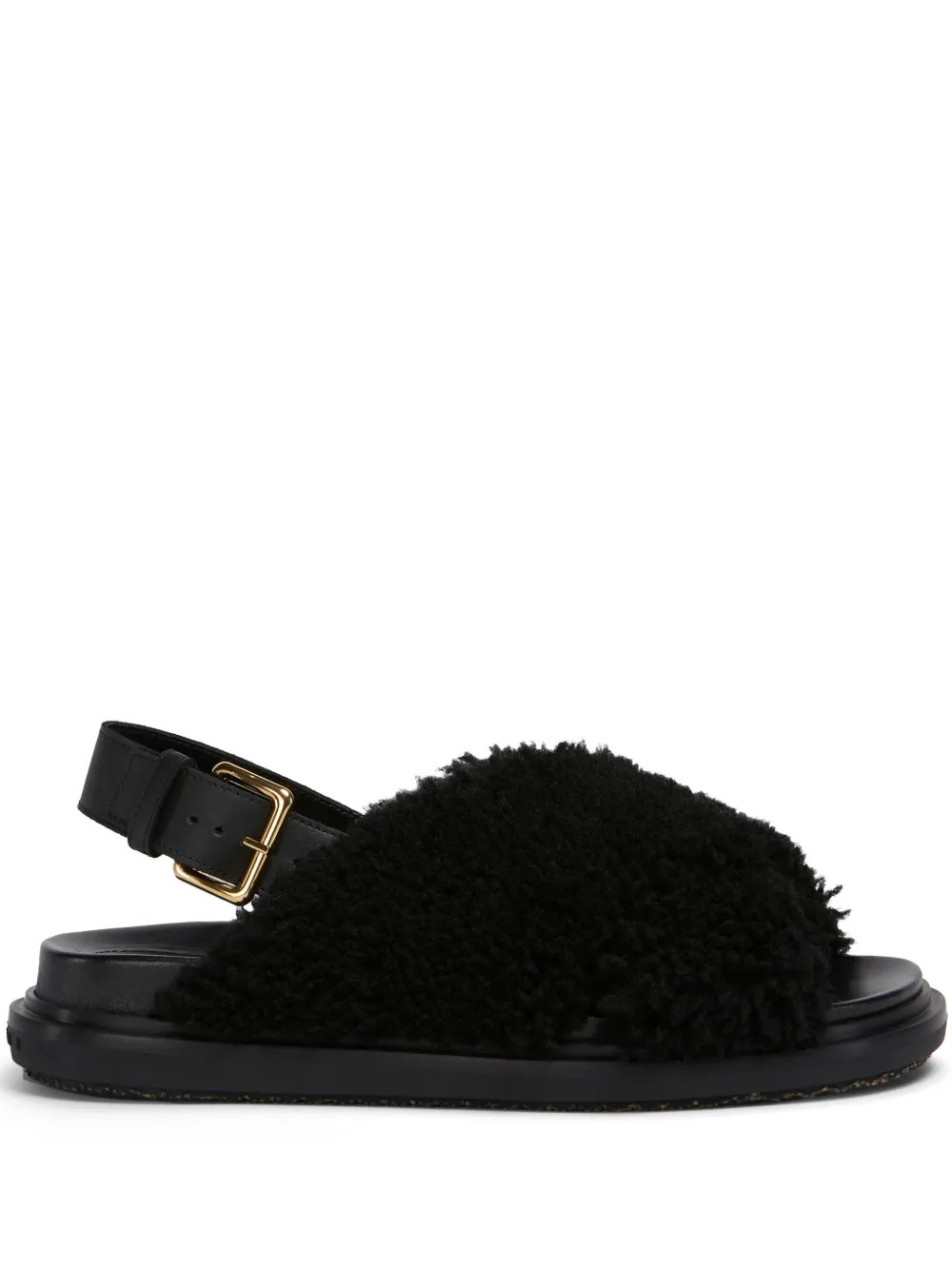 Marni Fussbett Shearling Sandals | Black | FARFETCH BR | Farfetch (BR)