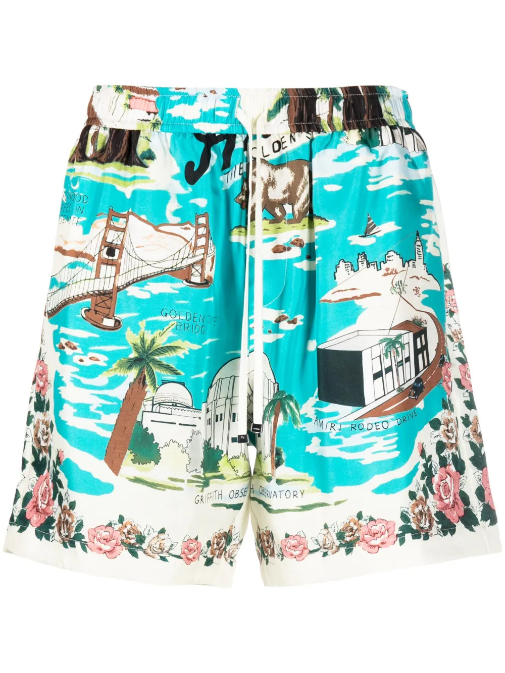 AMIRI Short En Soie à Imprimé Graphique - Farfetch | Farfetch Global