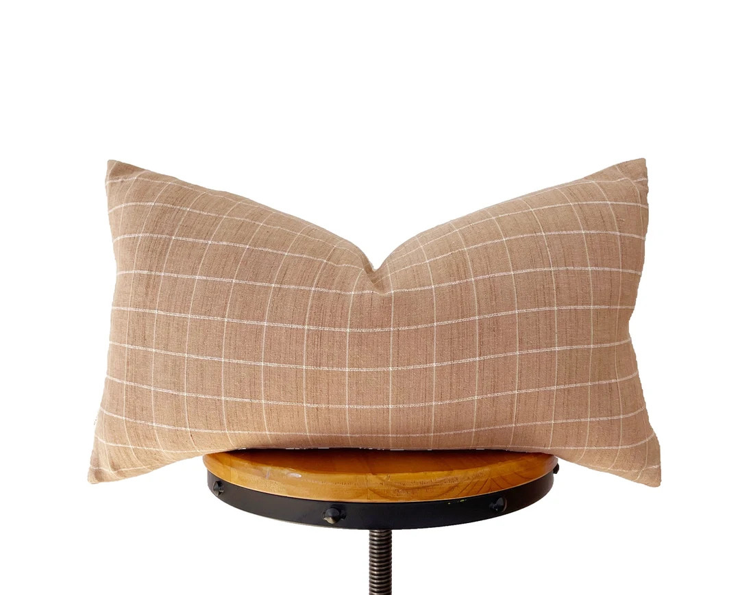 Chiangmai Cotton Fabric Pillow Light Rusty Check Pillow - Etsy Canada | Etsy (CAD)