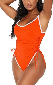 Viottiset Women's Ruched Drawstring One Piece Swimsuit Tummy Control High Cut Bathing Suit | Amazon (US)