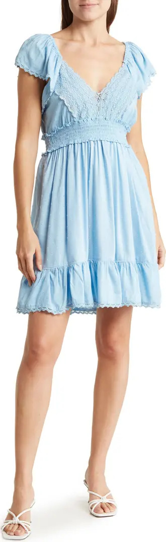 Lace Trim Short Sleeve Dress | Nordstrom Rack
