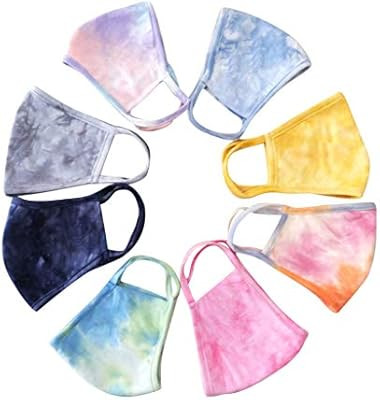 8PC Women Girls Protect_Face_Mask_Cover Tie dye Color Washable Reusable Filters Cotton Fabric For... | Amazon (US)