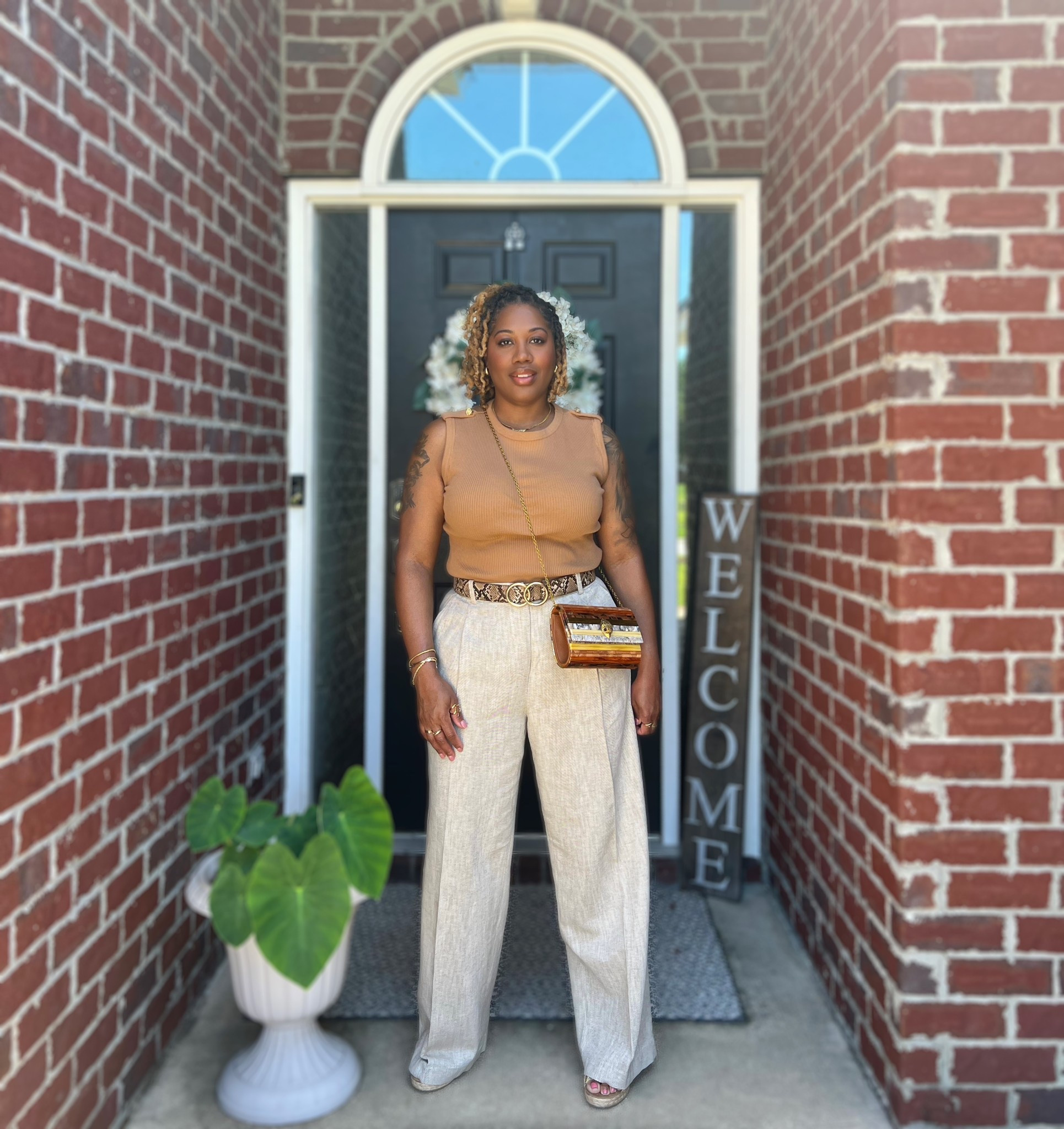 Styled comfortable from H&M perfect for graduation day. 5’3 ht 165lbs Age 49. 
Top Medium 
Pants Size 10
Kurt Geiger crossbody 


#LTKOver40 #LTKSeasonal #LTKStyleTip