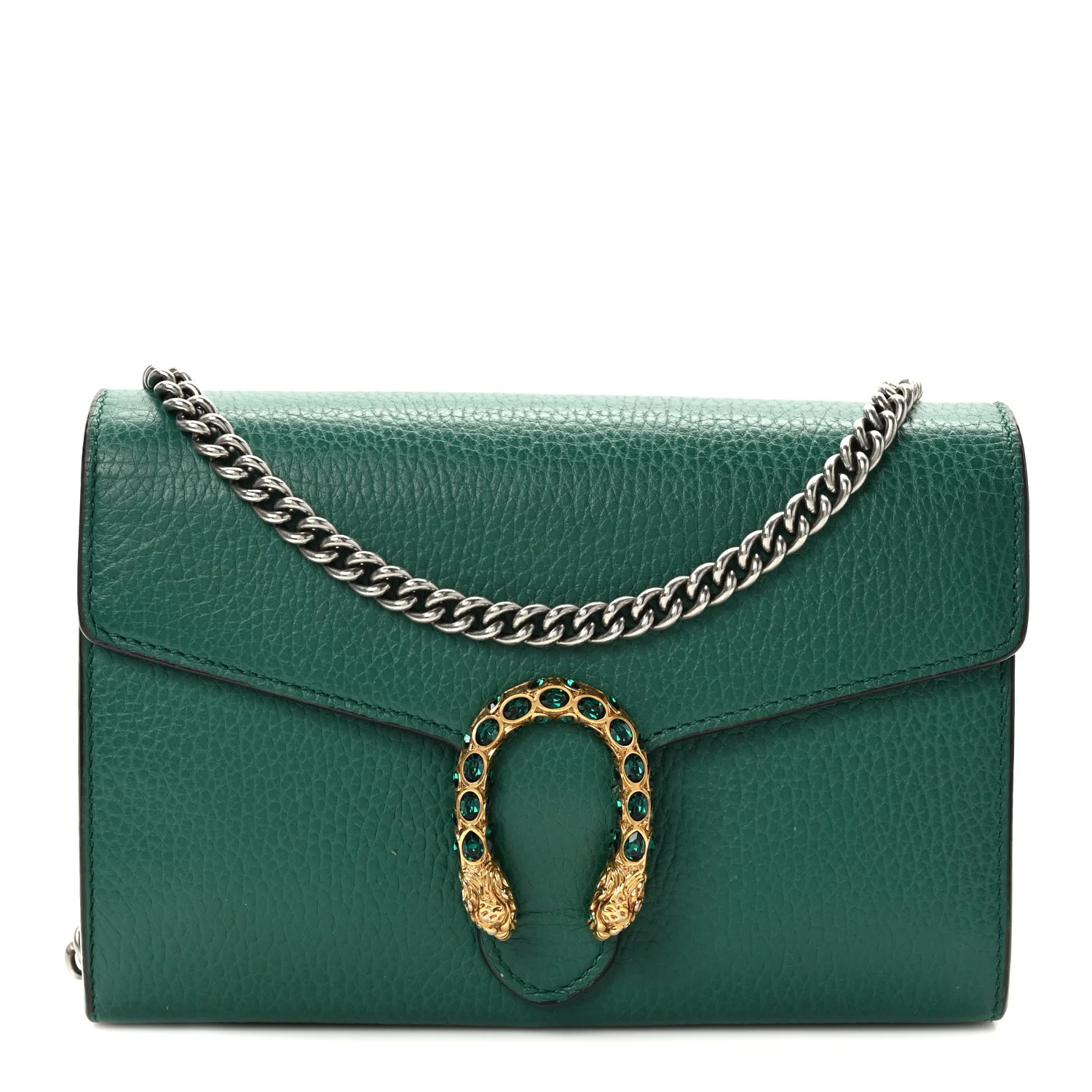 Calfskin Mini Dionysus Chain Wallet Emerald | FASHIONPHILE (US)