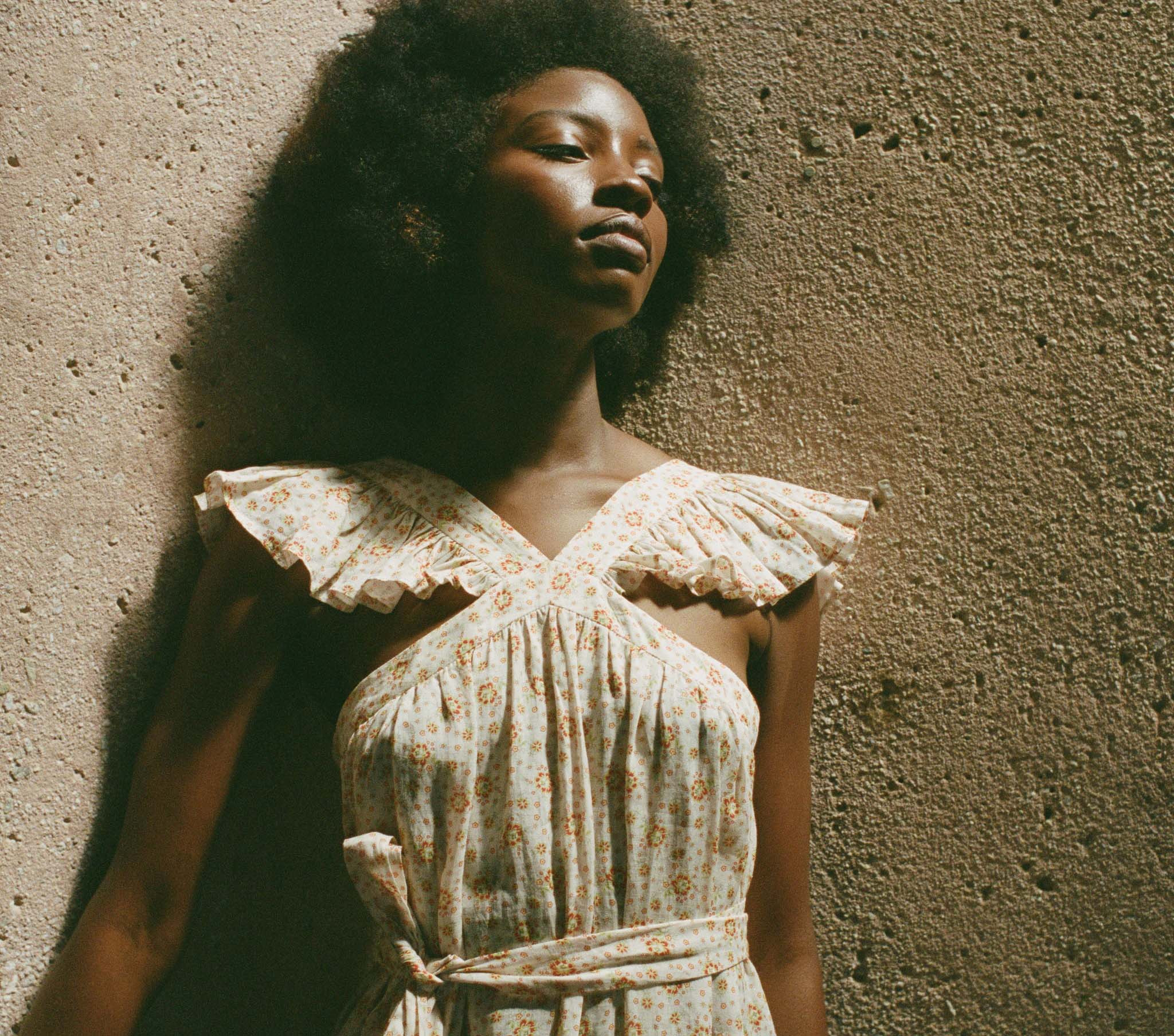 NISHA DRESS -- ALABASTER COUNTRYSIDE CALICO | DOEN