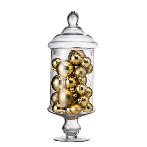 Stella Baic Clear Glass Apothecary Jar with Lid, Footed Cylindrical, 15" H x 6.5" D, 88 oz, Perfect for Candy Buffet or Decorative Use | Amazon (US)