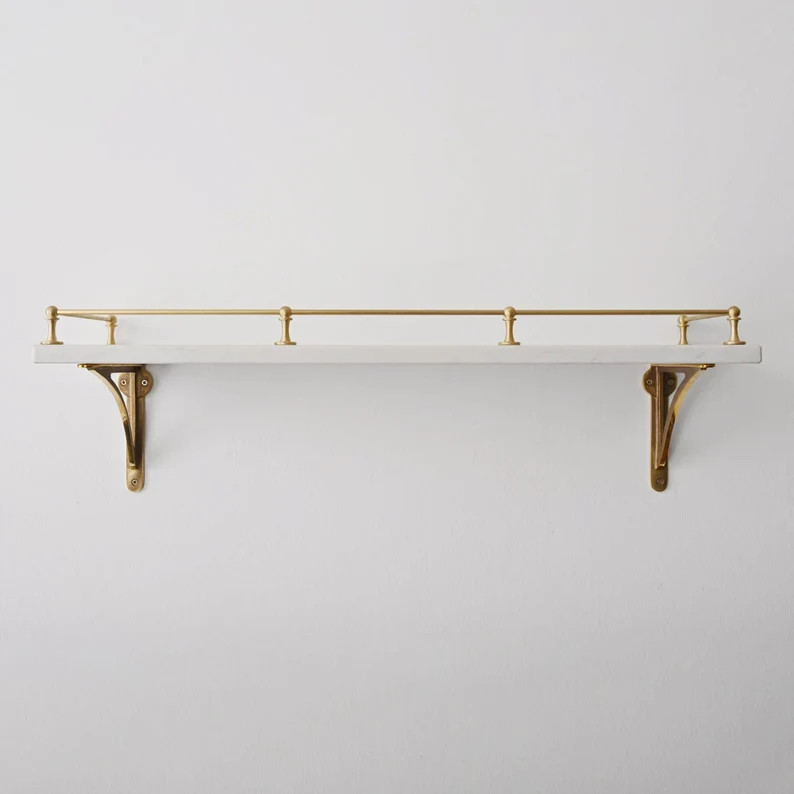 Brushed Satin Brass Gallery Rail | Kitchen Fiddle Rail Solid Brass UK | Etsy (US)