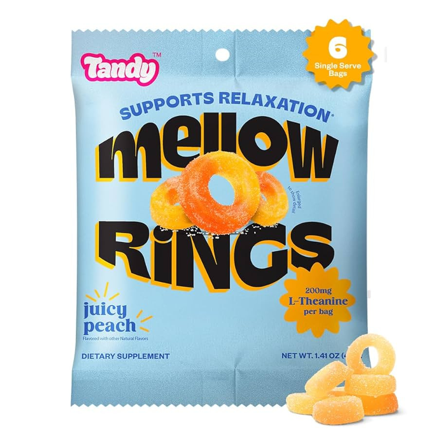Tandy Mellow Rings L-Theanine Gummies I Relaxation Gummy with Juicy Peach Flavor I Calming Gummie... | Amazon (US)