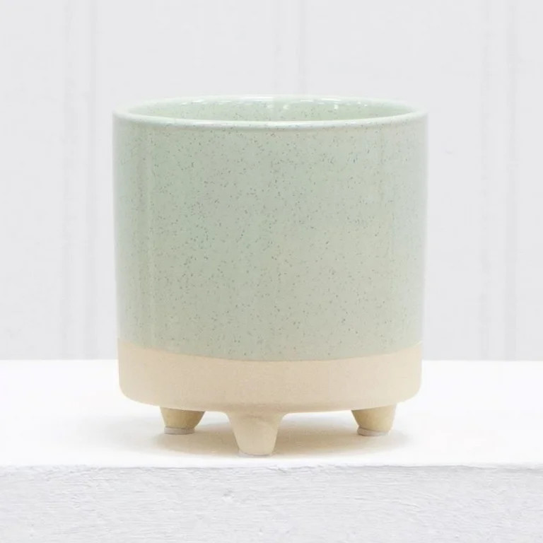 Mainstays 4" Two Tone Green Ceramic Footed Planter | Walmart (US)