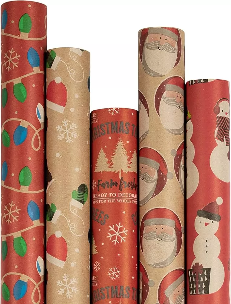  JAM Paper Assorted Gift Wrap - Christmas Kraft