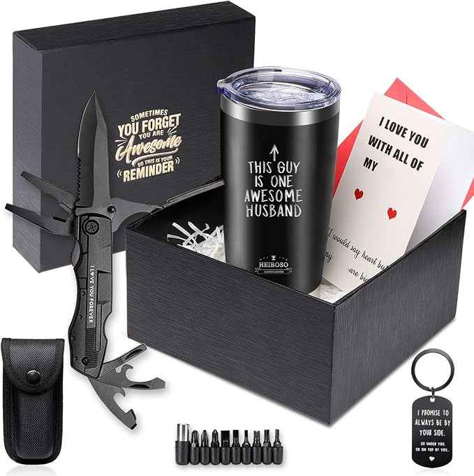 Valentines Day Gifts For Husband-Premium Insulated Tumbler & Multi-Tool Pocket Knife Set with Key... | Amazon (US)