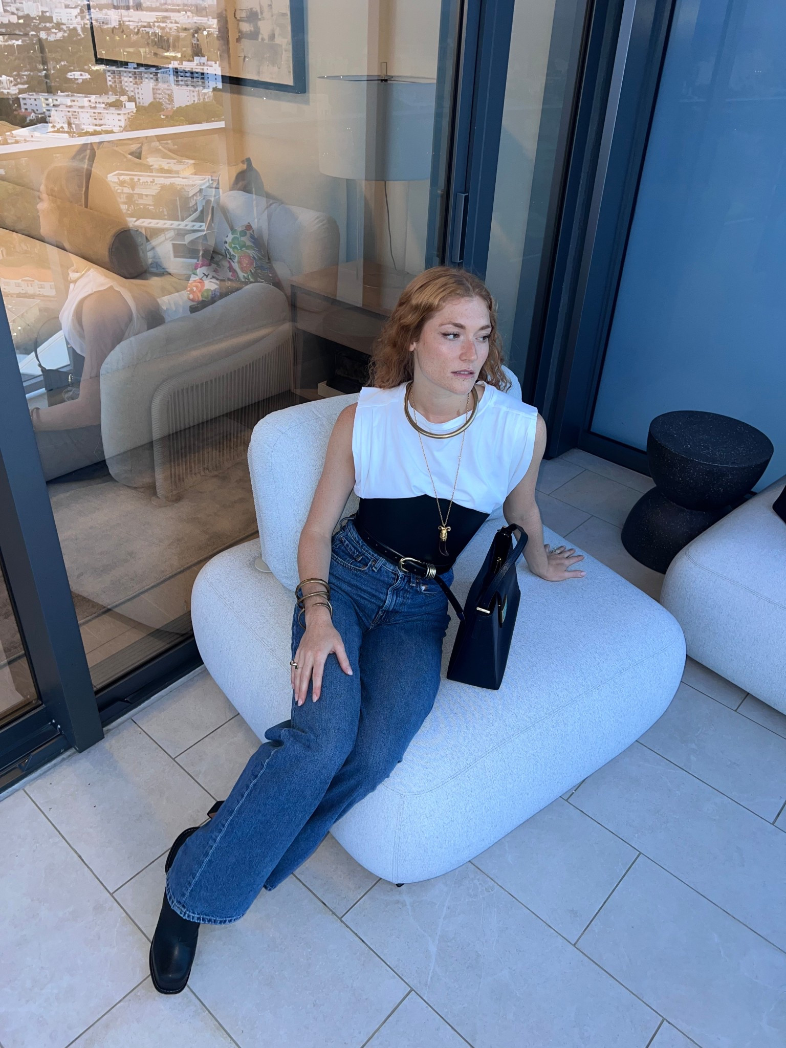 Simple white tee and jeans can be easily spruced up!!