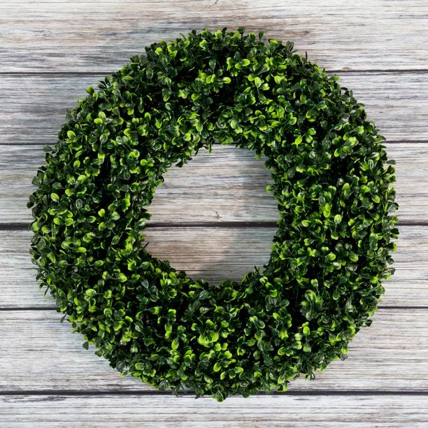 Boxwood Wreath, Artificial Wreath for the Front Door by Pure Garden, Home Decor, UV Resistant 16.... | Walmart (US)