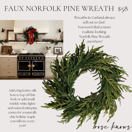 This is the most realistic Norwalk pine wreath you’ll ever find!  Wreaths & garland sell out every year so if you like it, don’t wait too long 😉

#ltkgiftguide 

#LTKfindsunder50 #LTKHoliday #LTKhome