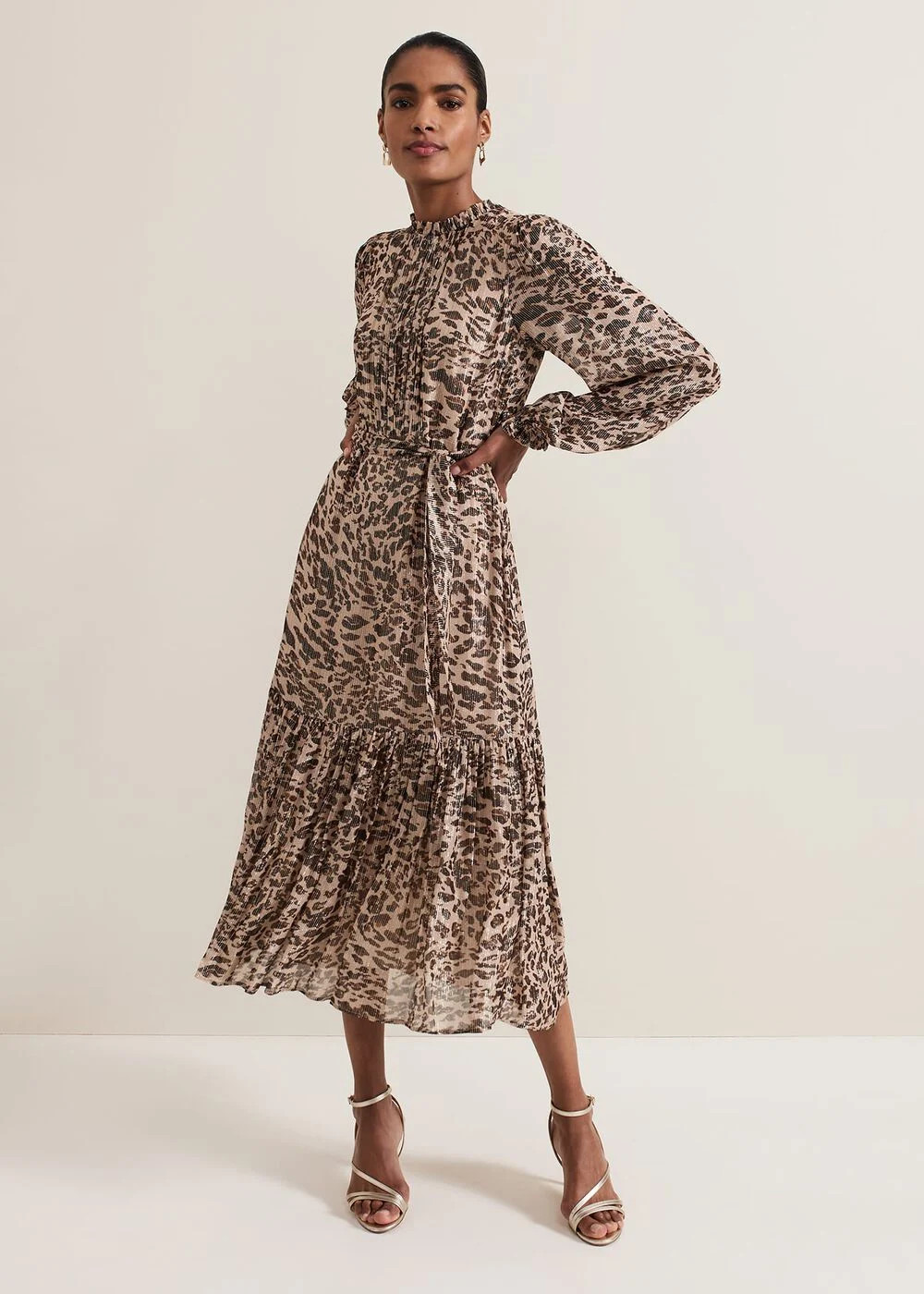 Eve Leopard Print Shimmer Midi Dress | Phase Eight UK | | Phase Eight