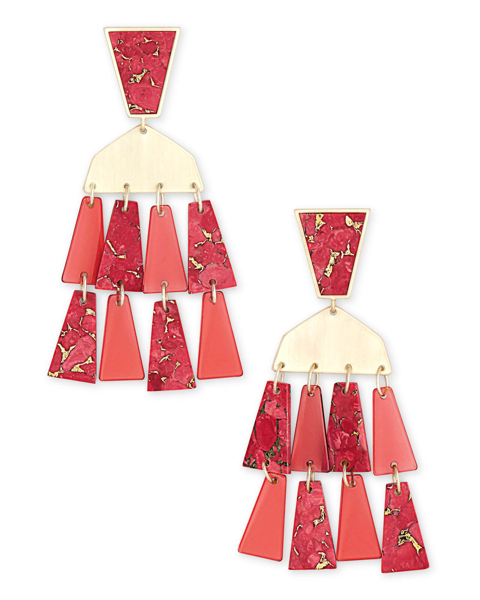 Rechelle Gold Statement Earrings in Red Mix | Kendra Scott
