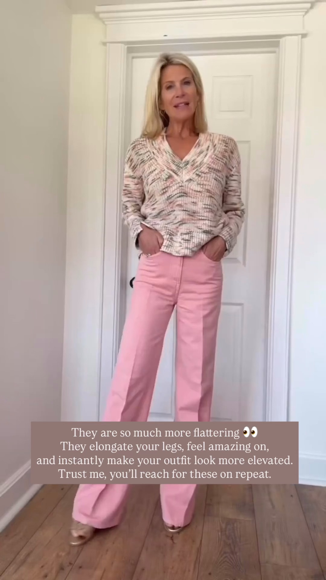 Flattering wide-leg pink pants outfit.

#LTKootd #LTKOver40 #LTKSeasonal