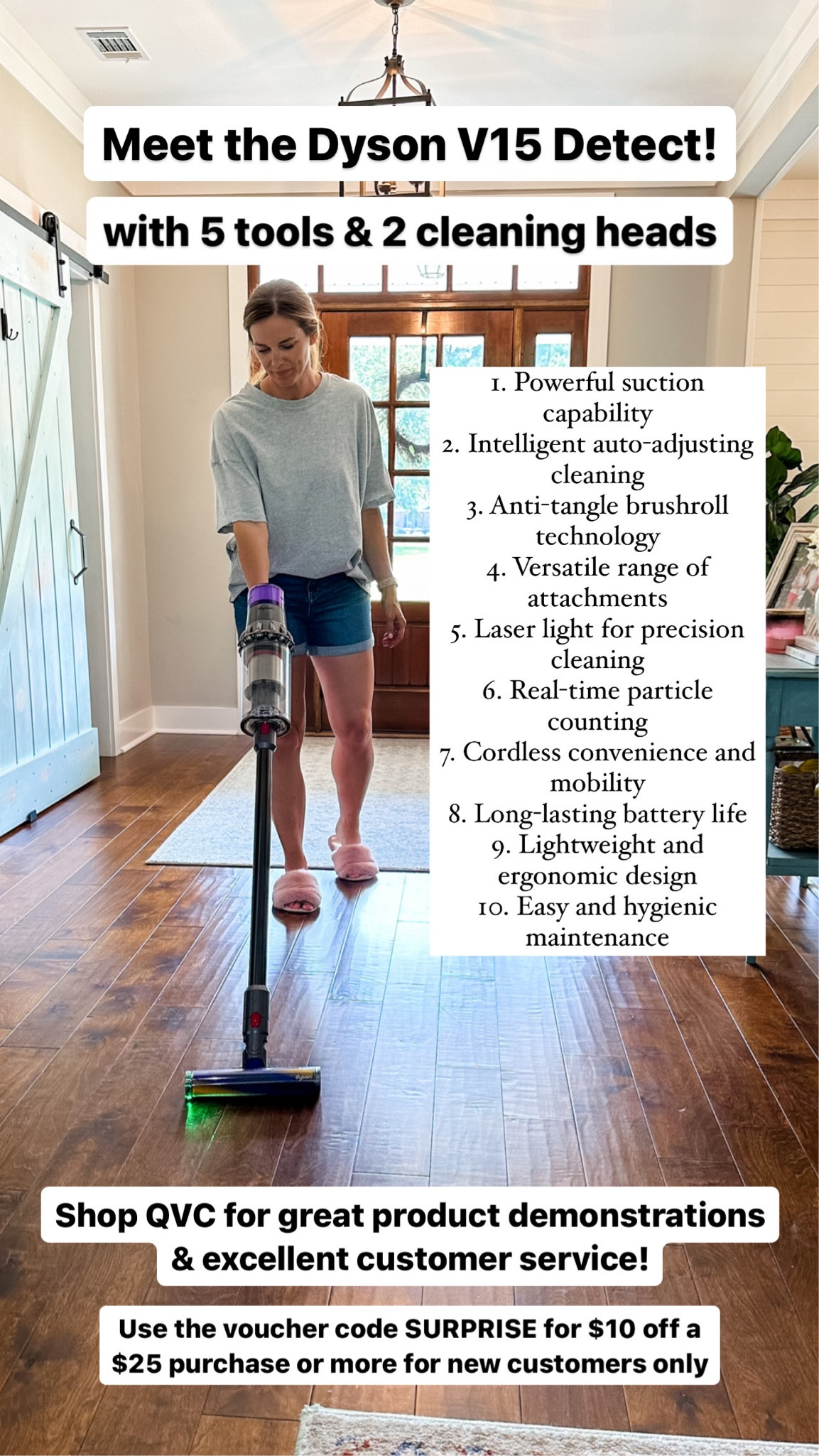 I love shopping at QVC because they always have special deals and bundles

Upgrade your cleaning game with the Dyson V15 Detect vacuum! 🌟✨🧹 With 5 versatile tools and 2 powerful cleaning heads, it's the ultimate cleaning companion. Tackle any mess, from carpets to hard floors, with ease and precision. Experience the power of Dyson innovation and transform your cleaning routine today! 💪🏻🌬️💯 

Shop at QVC & use the promo code SURPISE for $10 off your order of $25 or more for new customers only. @QVC #LoveQVC #ad#DysonV15Detect #UltimateCleaningCompanion

#LTKhome