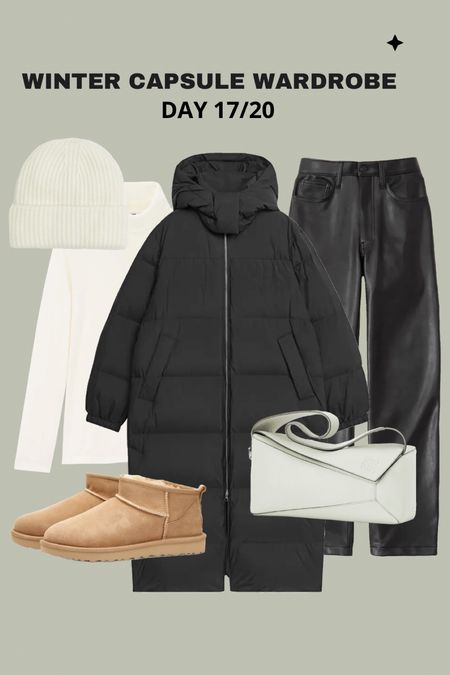 Leather trousers - Ugg ultra mini - puffer coat - casual winter outfit from my capsule wardrobe #capsulewardrobe #leathertrousers #uggs 

#LTKitbag #LTKSeasonal #LTKeurope