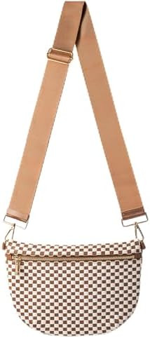 Zyberion Woven Crossbody Bag for Women, Checkered PU Bum Bag Sling Purse with Adjustable Strap fo... | Amazon (US)