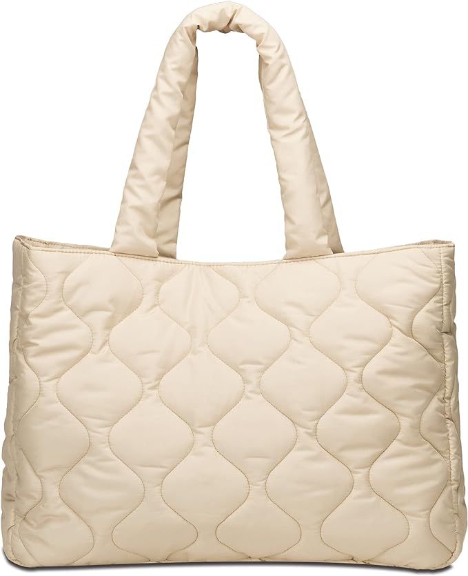 Large Puffer Tote Bag for Women, Quilted Puffer Bag, Puffy Bag | Amazon (US)