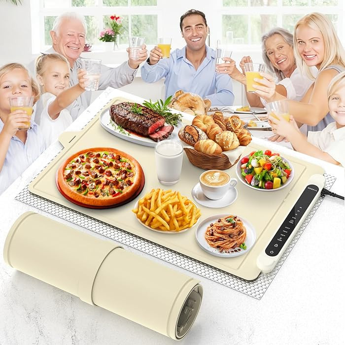 Food Warming Mat Electric Tray: Adjustable Silicone Heating Pad with 3 Temperature Settings 4 Tim... | Amazon (US)