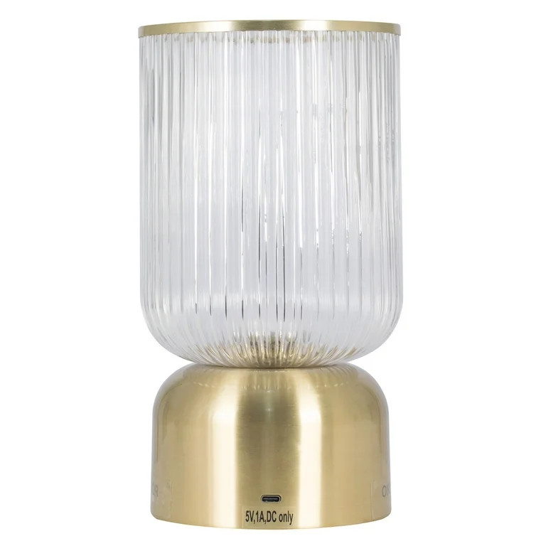 Better Homes & Gardens 9 inch Height Glass Uplight, Touch switch, USB-C Charging Cable included | Walmart (US)