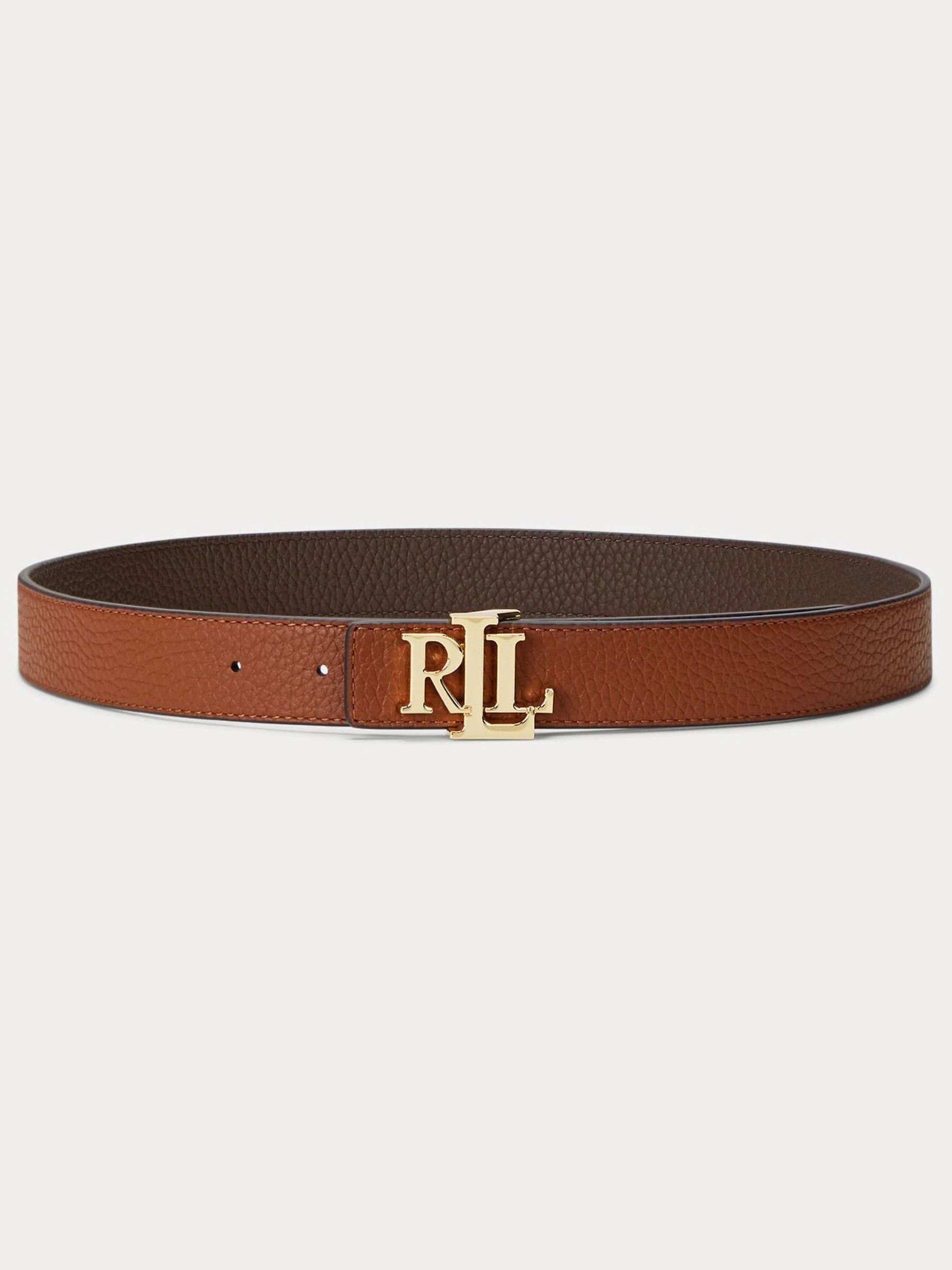 Lauren Ralph Lauren Lauren Ralph Lauren Lauren Tan/Dark Brown 2.5cm Logo Reversible Pebbled Leather Belt | Next US