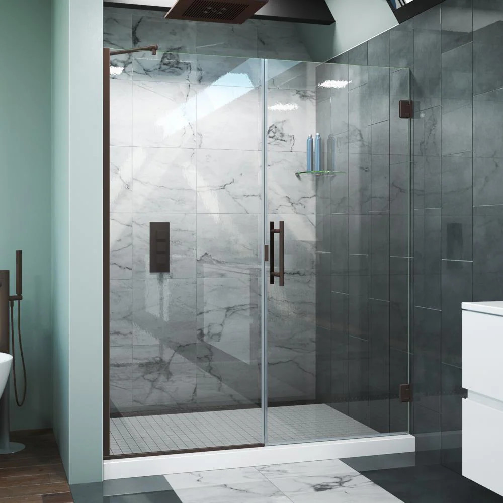 Arizona Shower Door Scottsdale Oil-rubbed Bronze 60-in to 61-in W x 72-in H Frameless Clear Glass Hinged Shower door | SCI60303072ORCL | Lowe's