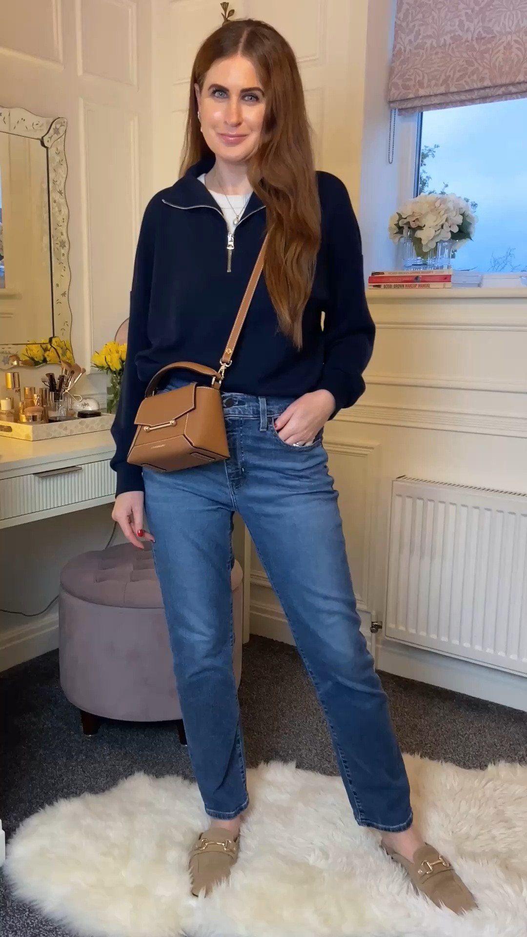 Weekend errands but make it autumn-chic 💙🤎 This cosy outfit is perfect for those warmer autumn days, relaxed denim, soft layers, and loafers that feel polished yet effortless. Ideal for market mornings, coffee runs, or slow weekend plans. 🍂 I’ve also linked some affordable alternatives so you can recreate the look on any budget. Tap to shop & save for outfit inspo. Autumn Outfits, varley, blue and brown , running errands outfit, varley set #LTKAutumn 

#LTKStyleTip #LTKOver40