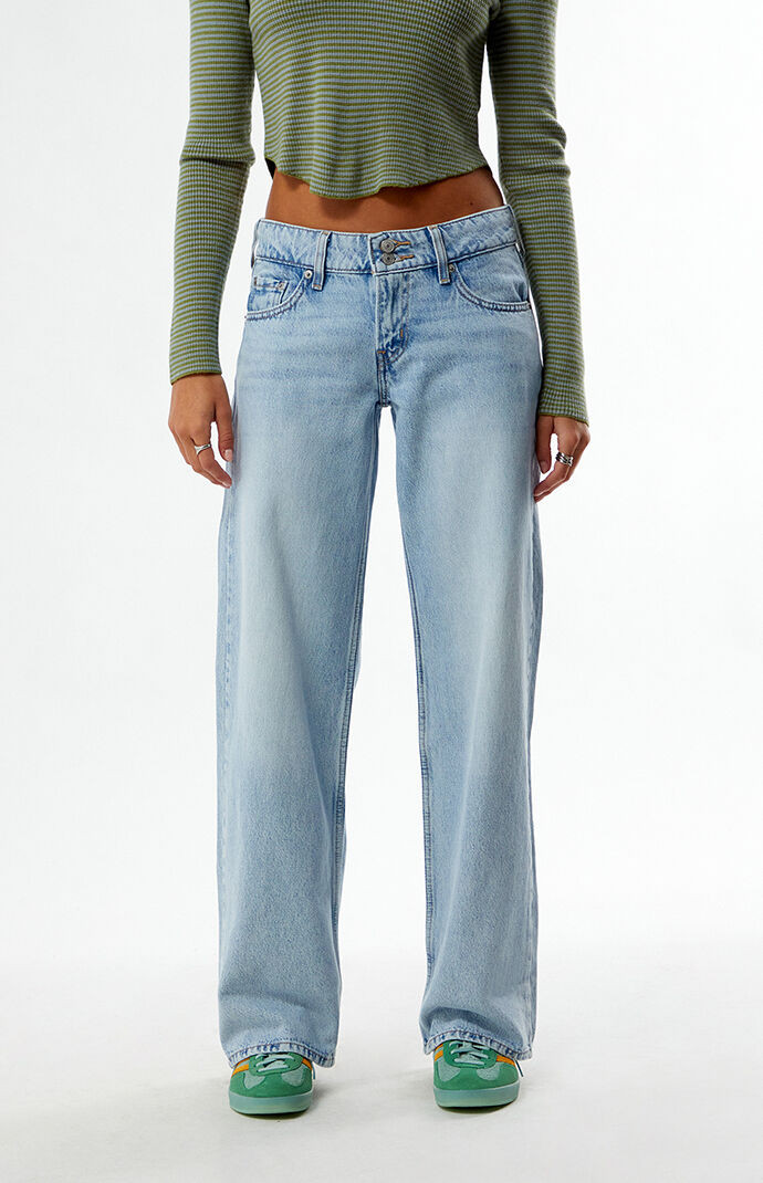 Levi's Women's Abraided Art Superlow Loose Jeans in Medium Indigo - Size 28W X 32L | PacSun