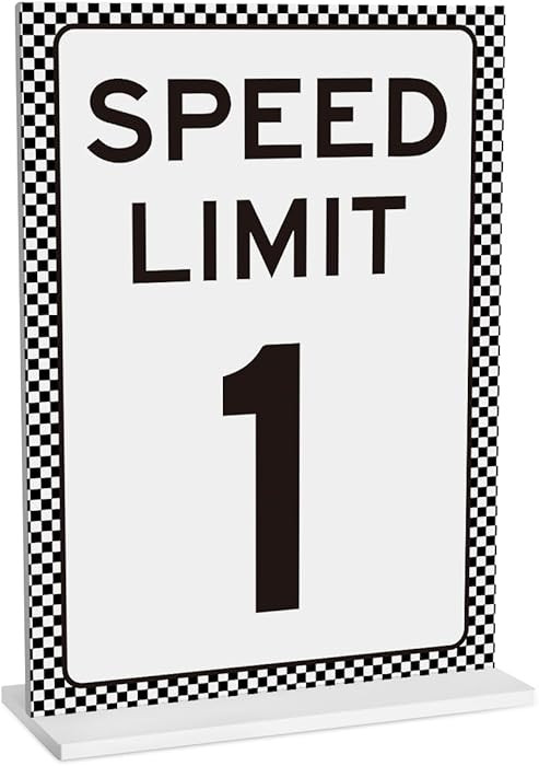 Race Car Birthday Decor, Speed Limit 1 Sign, Fast One, Race Car Birthday Party Decorations, 5x7 I... | Amazon (US)
