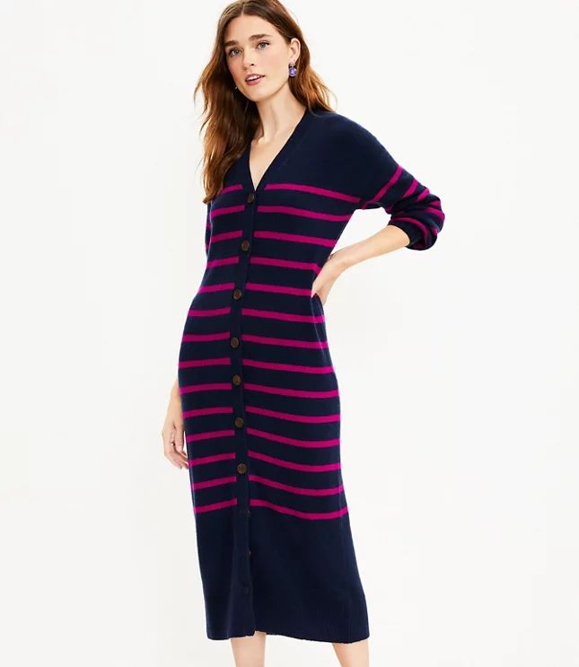 Striped Cardigan Midi Dress | LOFT