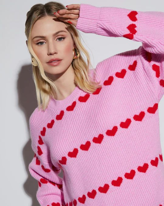 My Valentine Oversized Striped Heart Sweater | VICI Collection