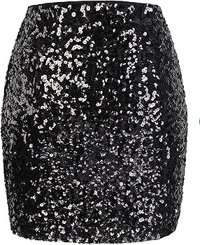 MANER Women's Sequin Skirt Sparkle Stretchy Bodycon Mini Skirts Night Out Party | Amazon (US)