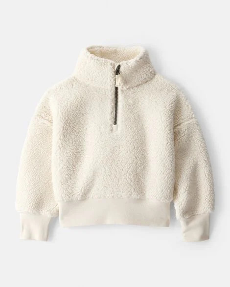 Toddler Girl Sherpa Quarter-Zip Pullover Sweatshirt - Cream | Carter's Inc