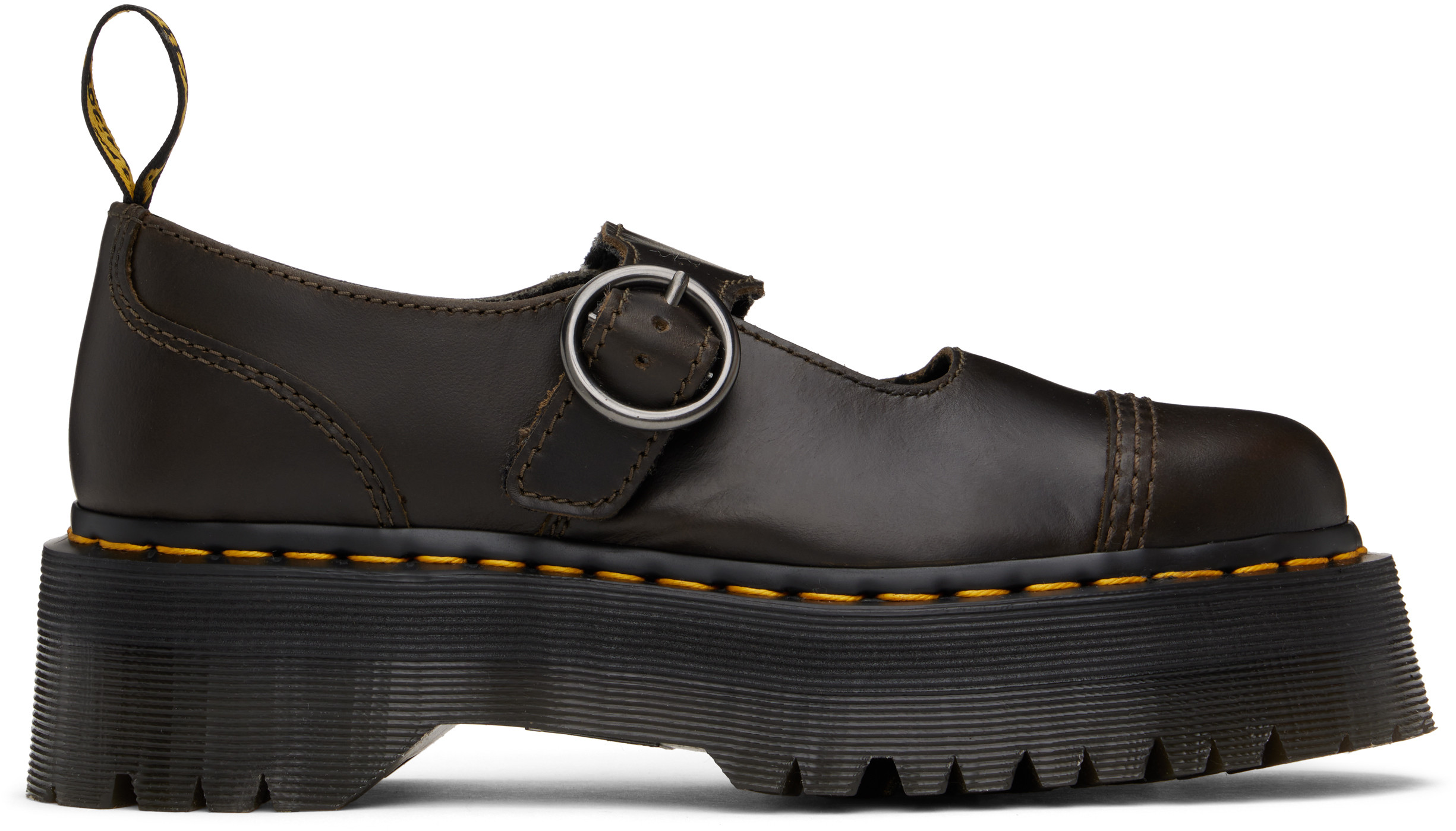 Dr. Martens Brown Addina Orleans Leather Platform Loafers | SSENSE