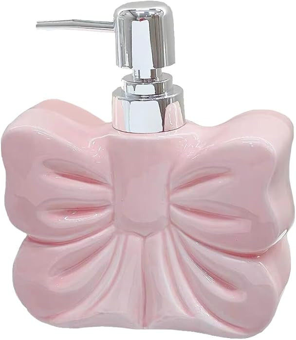 123Arts Lotion Dispenser Ceramic Soap Bottle, Bowknot Relief Lotion Bottle with Pump,360ML | Amazon (US)