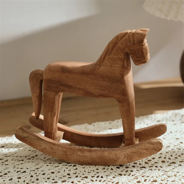 Vintage Carved Wood Rocking Horse Animals Decorated with Wood Carved Craft Horse Figurines for Ho... | Walmart (US)