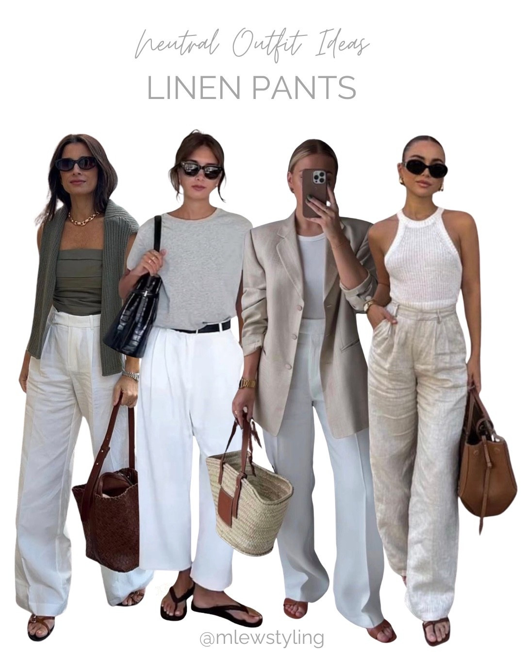 LINEN PANTS OUTFITS you’ll repeat all spring and summer - 4 neutral looks you can recreate with pieces you already own 🌻

🌻 Save for when you have nothing to wear!

*Images courtesy of Pinterest
Tags: summer outfit, casual workwear, office work outfit, elevated everyday looks

#LTKsummer #LTKworkwear #LTKstyletip