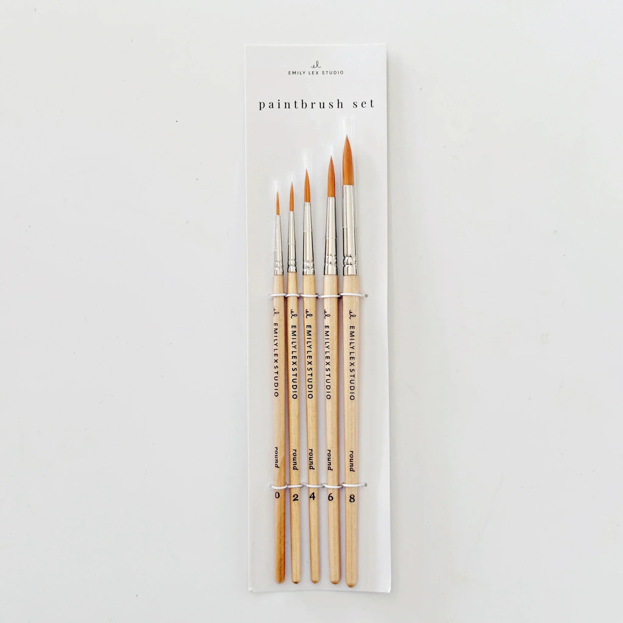 watercolor paintbrush set of five wood brushes | Emily Lex Studio